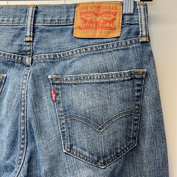 Levi’s 527 Straight Leg Denim Blue Jeans Fade Lines Tag Reads 30 X 30 - Picture 11 of 15